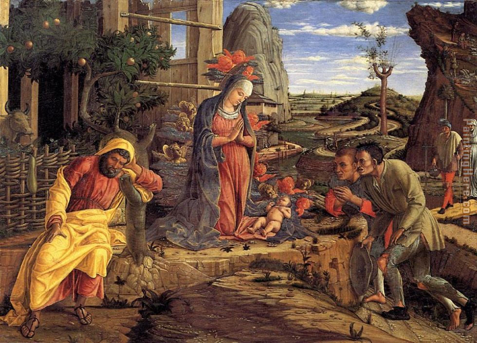 The Adoration of the Shepherds painting - Andrea Mantegna The Adoration of the Shepherds art painting